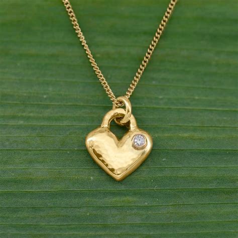 18k Forever Love Necklace W Diamond High Polish With Sand Texture