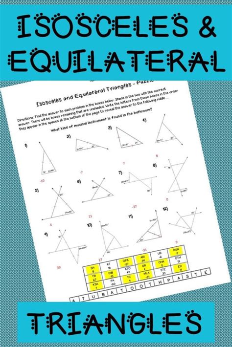 Isosceles And Equilateral Triangles Riddle Worksheet And Maze