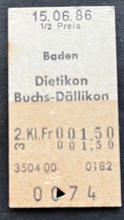 Baden Dietikon Buchs Dällikon Billett 1986 Kaufen auf Ricardo