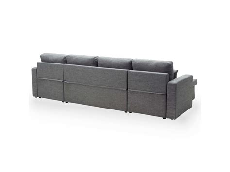 Canap Panoramique Convertible Coffres De Rangement En Tissu Gris