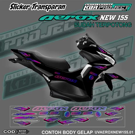 Jual AEROX NEW 155 STIKER STRIPING TRANSPARAN PREMIUM MOTOR KEREN LIS