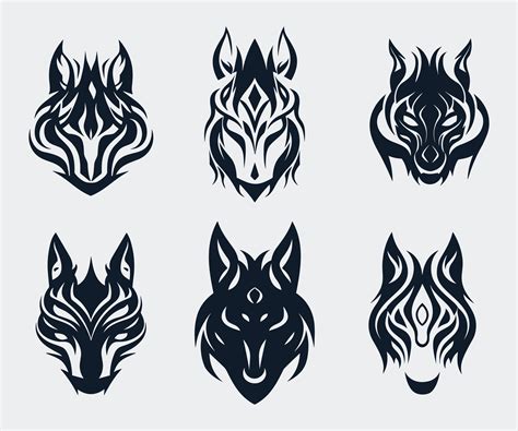 tribal wolf head tattoo, in the style of simplified dog figures, furry ...