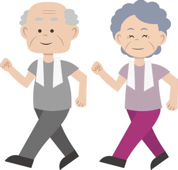 Seniors Walking Clipart Image