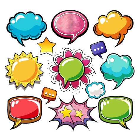 Set Of Colorful Comic Speech Bubbles Isolated On White Premium Ai