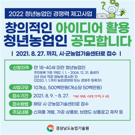 창농·창업 경상남도 창의적인 아이디어 활용 청년농업인 공모