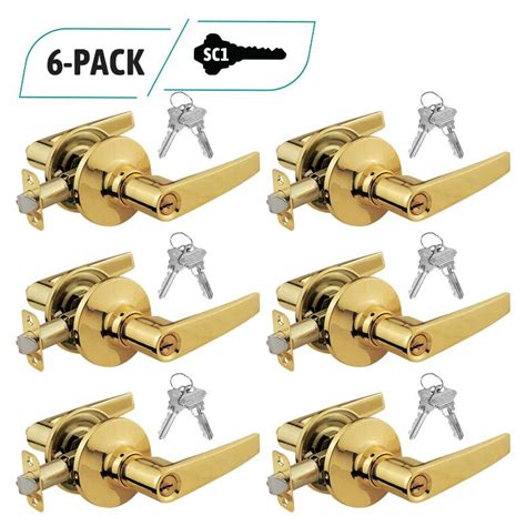 6 Pack Commercial Duty Entry Door Lever Lock Set Brass Plated 12 Sc1 Keyed Alike Buy Bulk