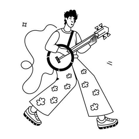 Un Dessin D Un Homme Jouant D Une Guitare Avec Une Image D Un Hommes