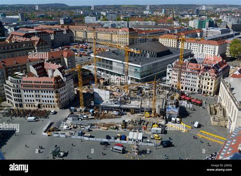 Aerial view of Dresden from the top of the reconstructed Frauenkirche ...