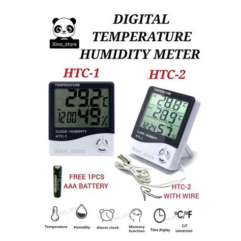 Digital Thermometer Electronic Clock Htc 1 Htc 2 Lcd Digital Temperature Humidity Meter Indoor