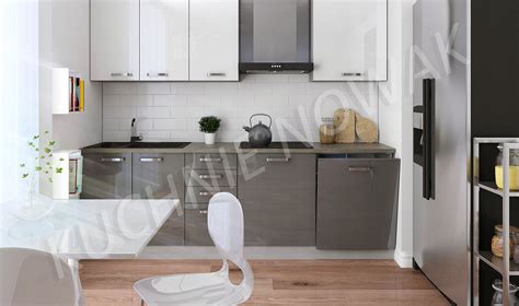 Meble kuchenne Lara WHITE 240 cm MDF połysk 112732 Cena Opinie