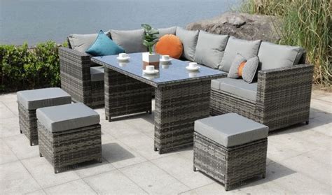 9 Seater Rattan Garden Furniture Sofa Dining Table Set Baci Living Room