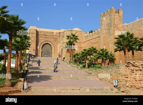 Main Gate Of The Kasbah Of The Udayas Qasbah Des Oudaya Rabat Stock