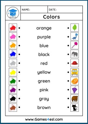 Colors Worksheets | Free Worksheets For Teaching Colors | Games4esl