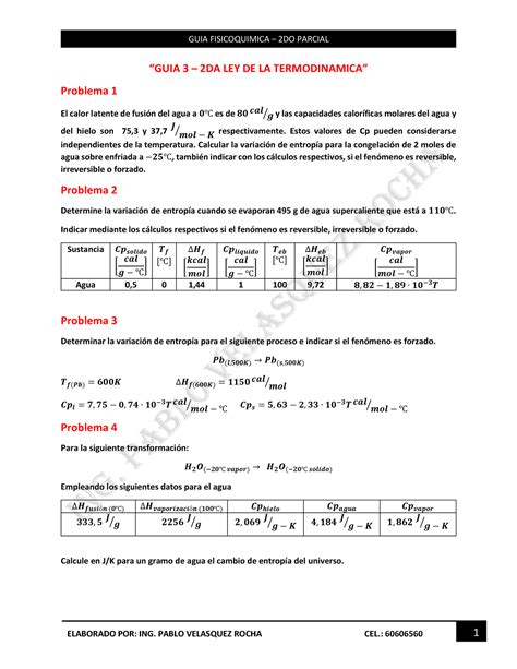 Guia Fisicoqu Mica Do Parcial Guia Da Ley De La