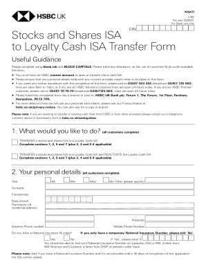 Fillable Online Stocks And Shares ISA To Loyalty Cash ISA Transfer Form