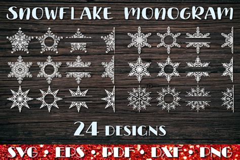 Snowflake Monogram Winter Svg