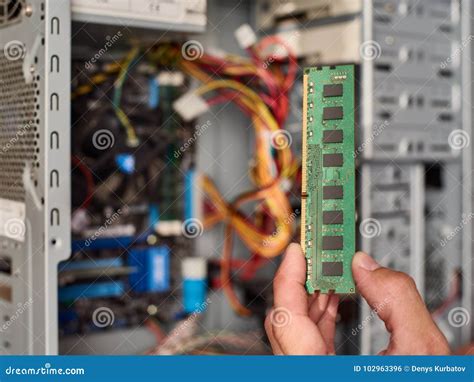 Installing RAM memory stock photo. Image of microprocessor - 102963396