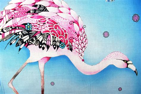 Flamingo Fabric Panel Quilting Panel Cotton Fabric Quilting Etsy