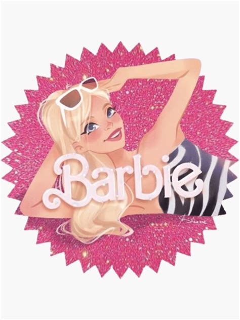 "Barbie Movie Poster Margot Robbie Illustration Pink" Sticker for Sale by vibeytees | Redbubble