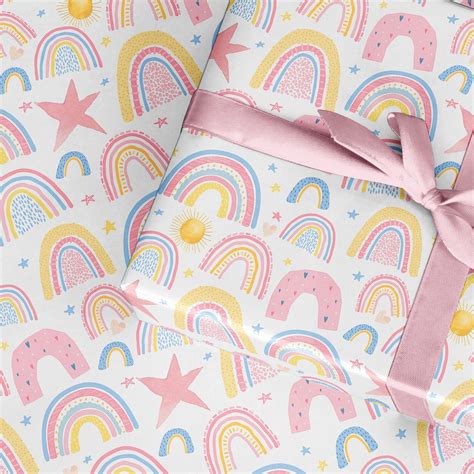 Pink Rainbow Wrapping Paper Rainbow T Wrap Rainbow Etsy