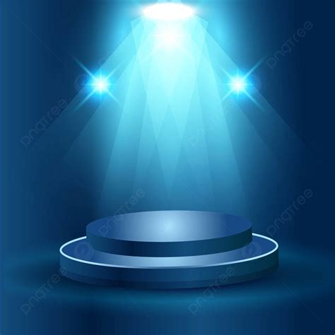 Realistic Stage Podium With Elegant Lightning Spotlight Vector Design