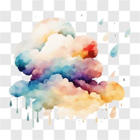 Descarga Pintura Abstracta De Nube Colorida Con Gotas De Lluvia PNG En