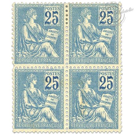 France Timbres Poste N Au Type Mouchon C Bleu I Bloc De