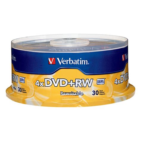 Best Buy: Verbatim 4x DVD+RW Discs (30-Pack) Silver 94834