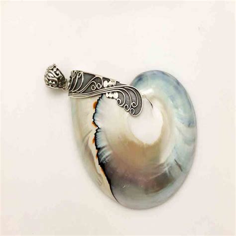 Sterling Silver and Snail Shell Pendant – Designer Sterling Silver