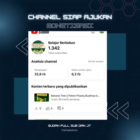 Jual CHANNEL SIAP MONETISASI AKUN SIAP AJUKAN 1k Dan 4k JT FULL