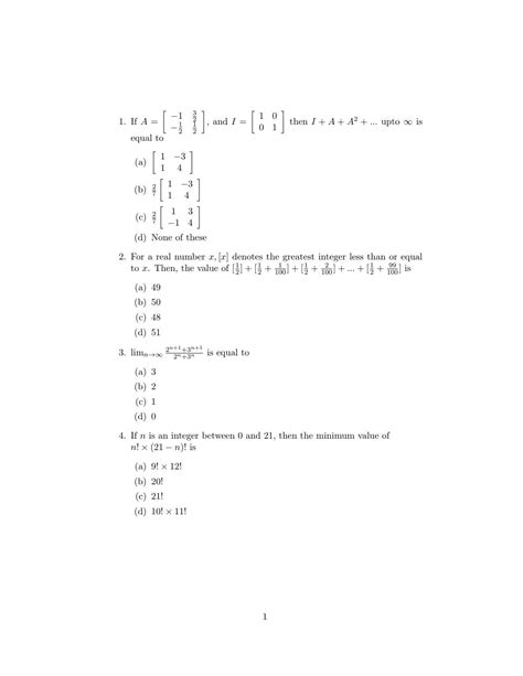 ISI Admission Test M S QMS QMA 2020 Sample Paper IndCareer Docs