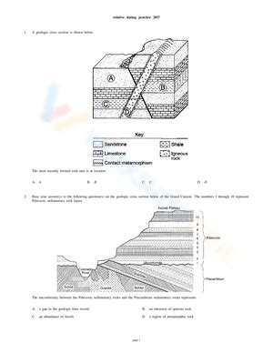 Relative Dating Answer Key Worksheets