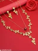 Fancy Gold Plated American Diamond Combo Necklace Chain