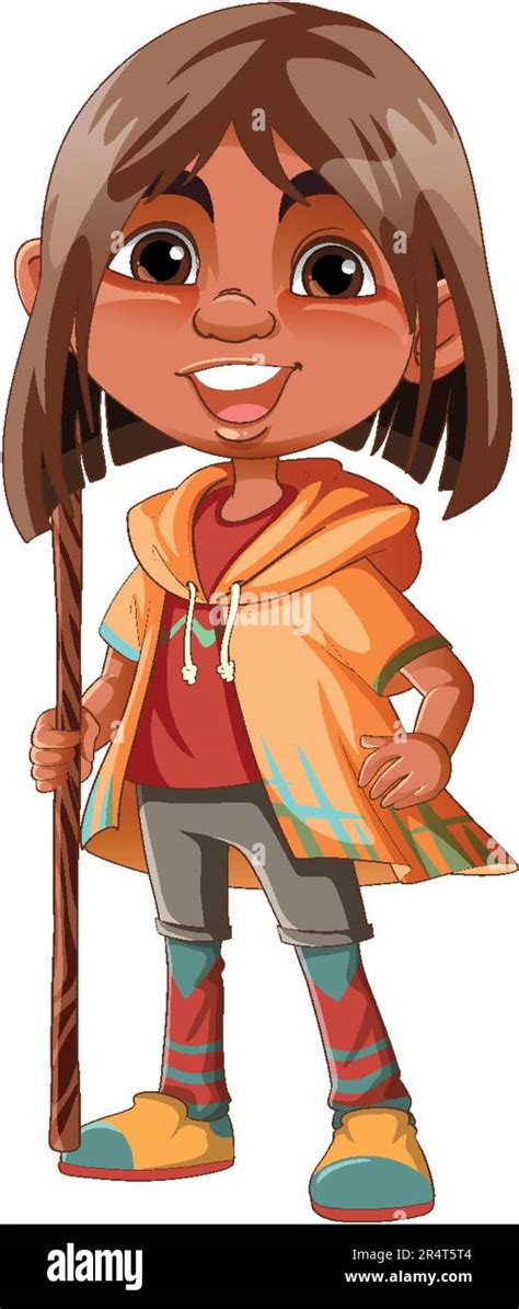 Indigenous Girl Cartoon Character Illustration Stock Vector Image And Art