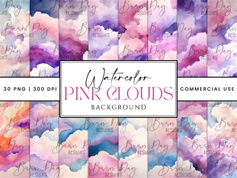 Watercolor Pink Clouds Graphic by busydaydesign · Creative Fabrica