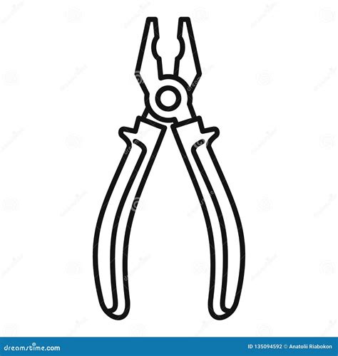 Pliers Tool Icon Outline Style Stock Vector Illustration Of Manual