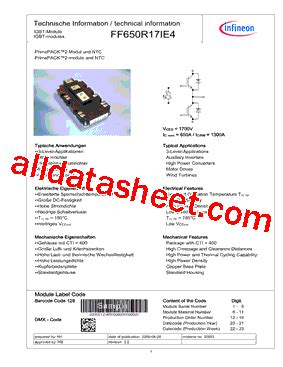 FF650R17IE4 Datasheet PDF Infineon Technologies AG