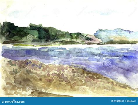 Pebble River Beach Stock Illustration Illustration Of River 37478057