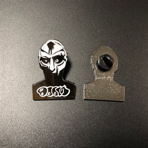 Mf Doom Pin Black And White Tag Enamel Lapel Kookies Etsy