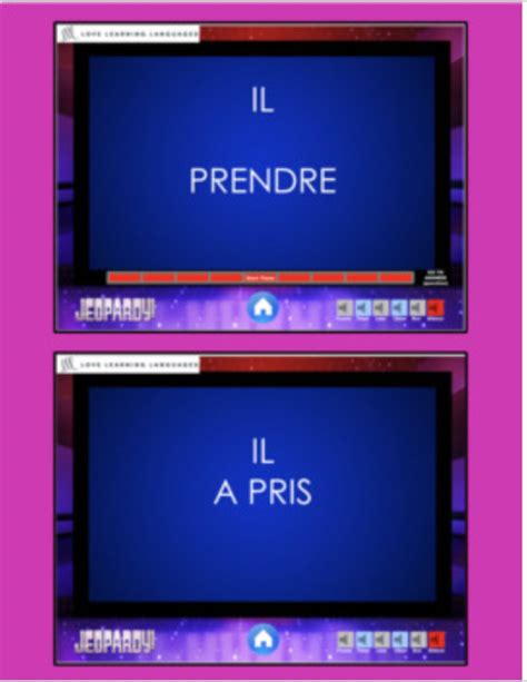 French Passé Composé With Avoir Irregular Verbs Powerpoint Jeopardy Game Classful