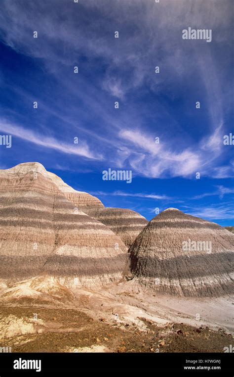 Blue Mesa formation, erosion showing colorful bands tinted by metals ...