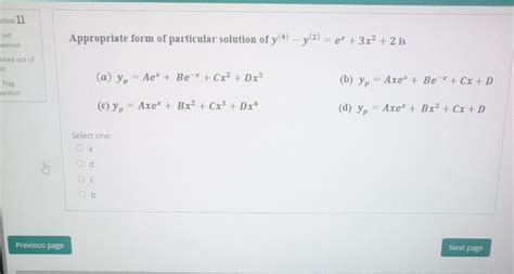 Solved Estion 11 Yet Wered Appropriate Form Of Particular Chegg