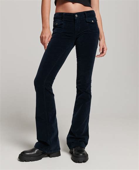 Superdry Uk Low Rise Velvet Flare Jeans Womens Sale Womens View All