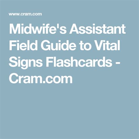 Midwifes Assistant Field Guide To Vital Signs Flashcards