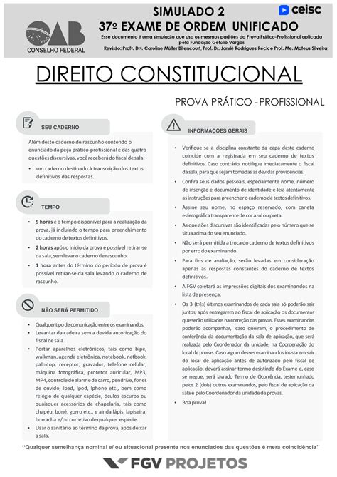 Simulado Direito Constitucional Prova Pr Tico Profissional