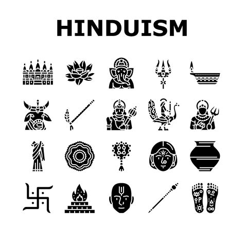 hinduism india hindu god religion icons set vector 28086614 Vector Art ...