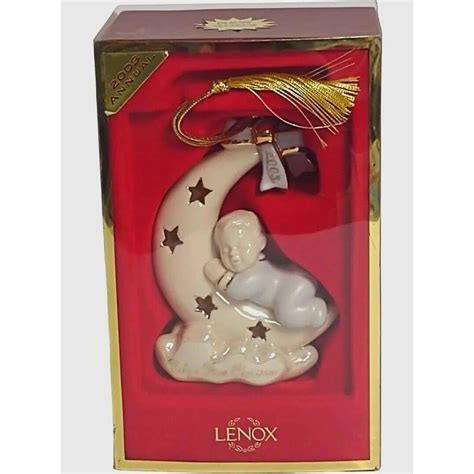 Lenox Babys First Christmas Boy Sleeping On Moon Ornament 2003 Vntg