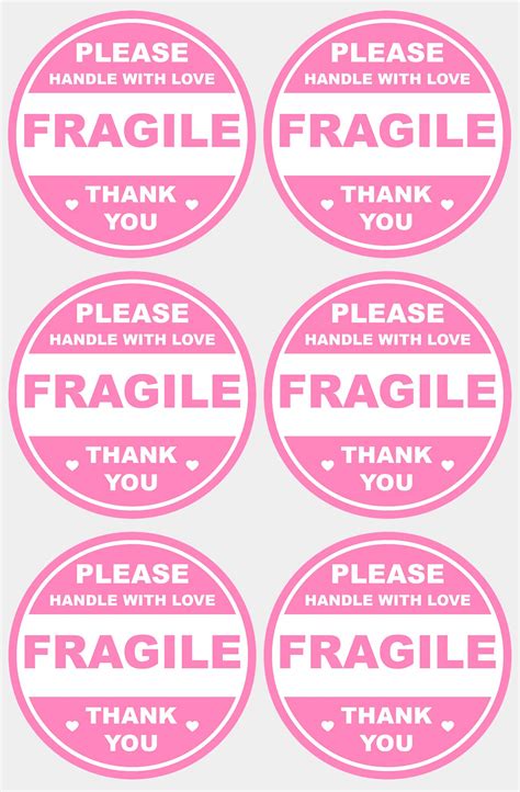 Buy 2 Inch 300 Pcs Pink Round Fragile Labels Circle Fragile Stickers