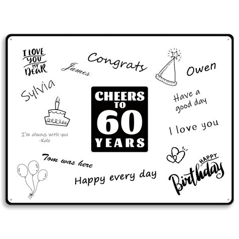 60th Birthday Decorations Signing Board Guest Book