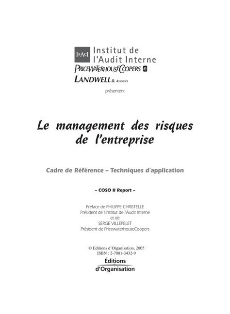 Pdf Le Management Des Risques De Lentreprise Trouve Lexigence